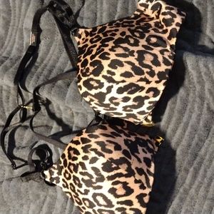 Women's v.s leopard print push up halter bra